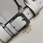 Prada White/Black Prada Buckle small leather handbag with belt - Image 5