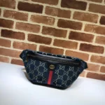 Gucci Belt Bag GG Velvet Blue in Velvet with Brass-tone