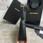 SAINT LAURENT Le 5 À 7 Green Crocodile-effect Leather Shoulder Bag In Black - Image 3