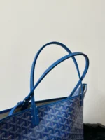 Goyard Blue Goyardine Canvas & Chevroches Calfskin Saint Louis PM Tote - Image 3
