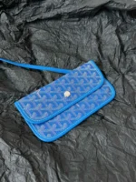 Goyard Blue Goyardine Canvas & Chevroches Calfskin Saint Louis PM Tote - Image 2