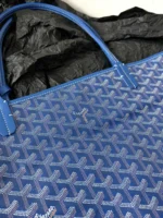 Goyard Blue Goyardine Canvas & Chevroches Calfskin Saint Louis PM Tote - Image 5