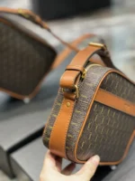 Saint Laurent Canvas Smooth Calfskin Le Monogramme Camera Bag Chestnut - Image 3