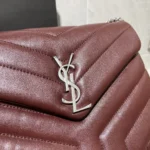 YSSL Loulou Small Chain Bag In Matelassé "Y" Burgundy - Image 2