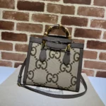Gucci Diana Jumbo GG Tote Bag Small Camel/Ebony - Image 3