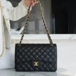 CHFLAP BAG JUMBO 30CM GOLD HARDWARE BLACK CAVIAR