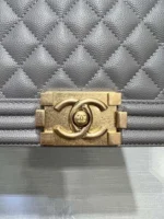 CHANEL BOY BAG MEDIUM 25 GREY CAVIAR GOLD HARDWARE - Image 7