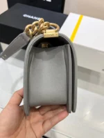 CHANEL BOY BAG MEDIUM 25 GREY CAVIAR GOLD HARDWARE - Image 6