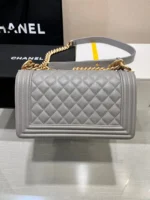 CHANEL BOY BAG MEDIUM 25 GREY CAVIAR GOLD HARDWARE - Image 5