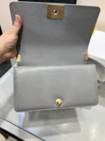 CHANEL BOY BAG MEDIUM 25 GREY CAVIAR GOLD HARDWARE - Image 2