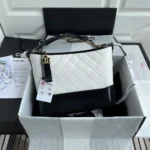 CHANEL GABRIELLE MEDIUM 28 HOBO BAG IN BLACK MIX WHITE CALFSKIN