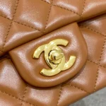 CHANEL FLAP BAG 20CM CARAMEL LAMBSKIN GOLD HARDWARE - Image 6