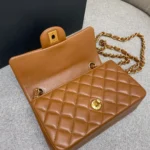 CHANEL FLAP BAG 20CM CARAMEL LAMBSKIN GOLD HARDWARE - Image 5
