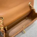 CHANEL FLAP BAG 20CM CARAMEL LAMBSKIN GOLD HARDWARE - Image 4