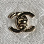 CHANEL 25C FLAP BAG 18 IN WHITE SHINY GRAINED CALFSKIN GOLD HARDWARE - Image 8