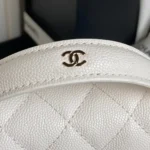 CHANEL 25C FLAP BAG 18 IN WHITE SHINY GRAINED CALFSKIN GOLD HARDWARE - Image 3