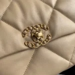 CHANEL LARGE 30 FLAP BAG IN BEIGE CREAM LAMBSKIN - Image 3