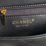 CHANEL MEDIUM FLAP BAG 26 IN BLACK CALFSKIN GOLD DOUBLE C THICK CHAIN - Image 2