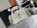 CHANEL CC LARGE 35 BOWLING BAG IN WHITE CALFSKIN - Image 7