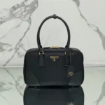 PRADA MEDIUM TOP HANDLE BAG 30 IN BLACK NYLON AND CALFSKIN TRIM