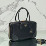 PRADA LARGE TOP HANDLE BAG 35 IN BLACK NYLON AND CALFSKIN TRIM - Image 2