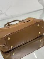 PRADA LARGE TOP HANDLE BAG 35 IN CHERRY WOOD NYLON AND CALFSKIN TRIM - Image 4