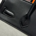 HERMES QUADRILLE BIRKIN 30 IN BLACK SWIFT WHITE TOILE CANVAS - Image 5