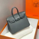 HERMES BIRKIN 25 IN CHARCOAL GRAY SILVER HARDWARE