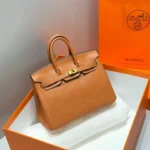HERMES 25S MEDIUM BIRKIN 25 IN BURNT ORANGE CALFSKIN GOLD HARDWARE