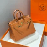 HERMES 25S MEDIUM BIRKIN 25 IN BURNT ORANGE CALFSKIN GOLD HARDWARE - Image 2