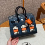 HERMES BIRKIN FAUBOURG TOUCH 20 IN NAVY BLUE WITH SILVER HARDWARE