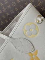 LV NEVERFULL MM TOTE BAG 32 IN WHITE MIX ORANGE CALFSKIN - Image 3