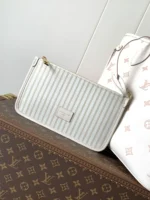 LV NEVERFULL MM TOTE BAG 32 IN WHITE MIX PINK CALFSKIN - Image 4