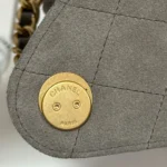 NEW CHANEL 25 HANDBAG 30 IN NATURAL GREY SUEDE GOLD HARDWARE - Image 2
