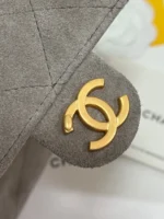 NEW CHANEL 25 HANDBAG 30 IN NATURAL GREY SUEDE GOLD HARDWARE - Image 7