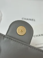 NEW CHANEL 25 HANDBAG 30 IN NATURAL GREY SUEDE GOLD HARDWARE - Image 5