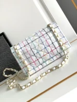 CHANEL MEDIUM 25 CLASSIC BAG IN LIGHT PINK MIX BLACK WOOL TWEED - Image 7