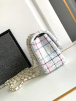 CHANEL MEDIUM 25 CLASSIC BAG IN LIGHT PINK MIX BLACK WOOL TWEED - Image 3