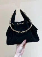 CHANEL 25 HANDBAG 30 IN BLACK SUEDE GOLD HARDWARE - Image 4