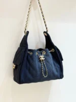CHANEL 25 HANDBAG 30 IN DARK BLUE DENIM GOLD HARDWARE - Image 2