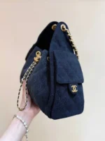 CHANEL 25 HANDBAG 30 IN DARK BLUE DENIM GOLD HARDWARE - Image 3