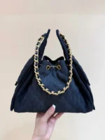 CHANEL 25 HANDBAG 30 IN DARK BLUE DENIM GOLD HARDWARE - Image 6