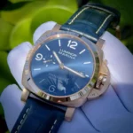 PANERAI LUMINOR REP 1:1 WATCH GOLD NEEDLE BLUE LEATHER VS FACTORY 44MM - Image 6