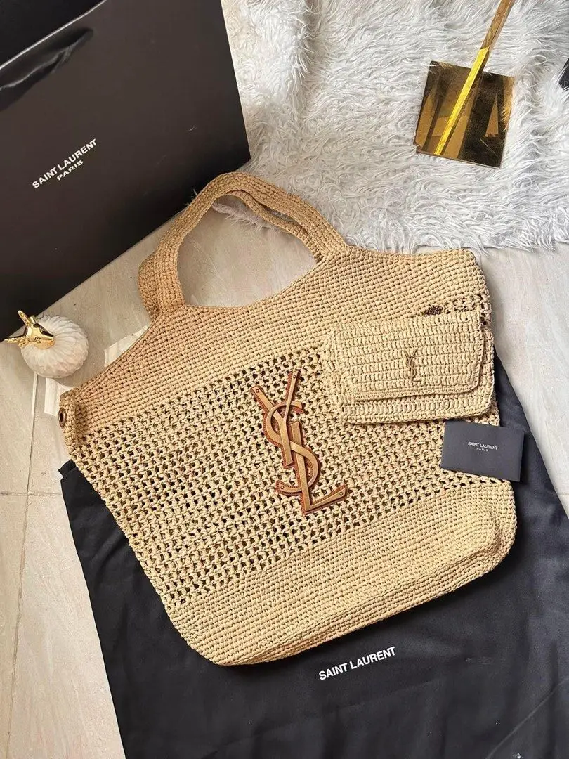 YSL Saint Laurent Icare Maxi raffia tote bag